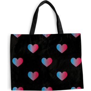 Schoudertas - Strandtas - Shopper Liefde - Roze - Blauw - Valentijn - 50x40 cm - Katoenen tas