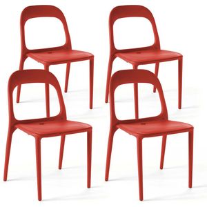 Oviala - Set van 4 rode plastic stoelen