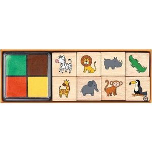 Moses Stempelset Safari Junior 12,5 X 3,5 Cm Hout 9-delig