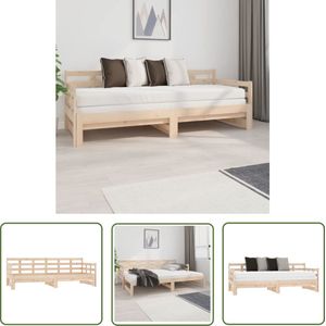 The Living Store Slaapbank uitschuifbaar massief grenenhout 2x(80x200) cm - Slaapbank - Sofa Bed - Houten Bed - Grenenhouten Bed - Slaapbanken