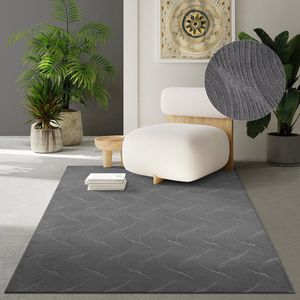 the carpet Rio modern en zacht tapijt woonkamer slaapkamer met anti-slip rug en 3D-look, pluizig oppervlak, gemakkelijk schoon te maken en robuust, Antraciet, 200 x 280 cm