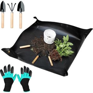 Waterdichte tuinmat plantmat, plantenverpotmat, 100x100cm verpotplantmat, opvouwbare plantmat, draagbare tuinmat, succulente tuingereedschapset, zwart