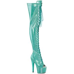 Pleaser - ADORE-3021GP Plateau overknee Laarzen - 36 Shoes - Blauw