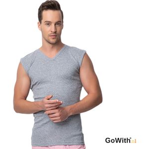 3 pack-V hals Heren Mouwloos Singlet-100% Katoen-Onderhemd Heren-Grijs-Maat M