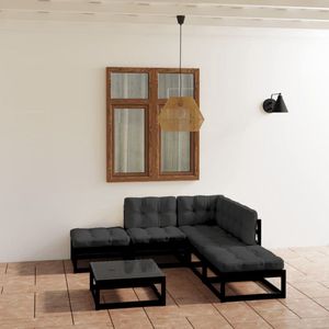 vidaXL - 6-delige - Loungeset - met - kussens - massief - grenenhout