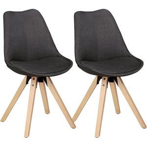 Rootz 2-delige set eetkamerstoelen - keukenstoelen - moderne stoelen - stoffen bekleding - 49 cm x 87 cm x 52 cm - elegant ontwerp - comfortabele vulling - duurzame houten poten