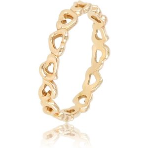 *My Bendel - Hartjes ring rosegoudkleurig - 3 -5 mm - rosegoudkleurige ring met open hartjes patroon - Met luxe cadeauverpakking