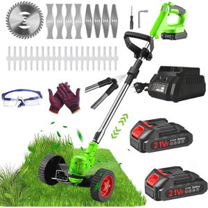 Draadloze accu-grastrimmer met 2 accu's en snellader - Multifunctionele elektrische grastrimmer 3-in-1 voor de tuin