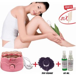 Guardian Beauty Ontharingset - Roze-Wax Warmer + Wax Bonen Ontharing - 500g - Harskorrels - Hard Wax Bonen / Hypoallergeen - Lavendel - Inclusief Pre- en Na Wax Spray 60 ml en Gratis 20 Wax Spatels