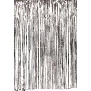 Deurgordijn zilver 100 x 200 cm - Oud en nieuw/glitter party decoratie deur slinger