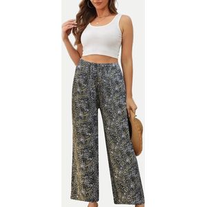 Dames / Vrouwen Lange Culotte / Wijde Pant / Broek | Ladies / Women's flowing wide-leg Trouser | Zwart-Wit | Maat L