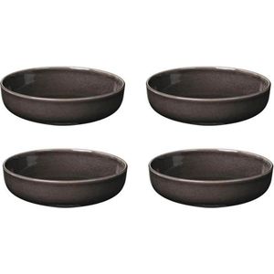 Broste Copenhagen Nordic Coal servies set van 4 platte kommen 17 cm - Bowl Ø17