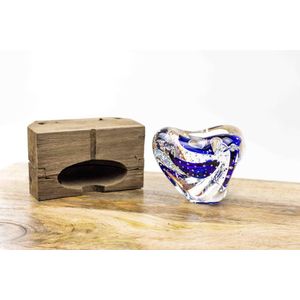 Theelicht van Boheems Kristal Blauw Glascadeau