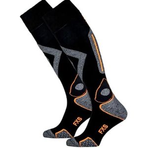 Falcon Yeti Skisokken Faded Black Orange - Wintersportsokken Voor Heren - Zwart/Oranje - 39-42