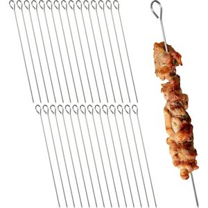 Relaxdays bbq spiezen - set van 30 - rvs - 30 cm lang - zilver