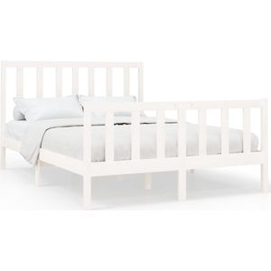 vidaXL - Bedframe - zonder - matras - massief - grenenhout - wit - 120x200 - cm