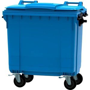 Afvalcontainer 770 liter blauw - 4 wielen - met deksel - Papier NL - PMD afval BE