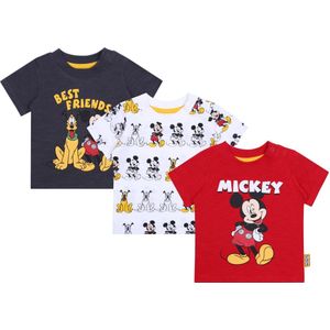 Mickey Mouse DISNEY - 3x Grijze, witte en rode T-shirts / 62