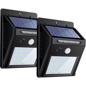 Solar Buitenlamp - Set van 2 Stuks - Bewegingssensor - 20 LED - Waterdicht - Buiten & Tuin sensor - Buitenverlichting op Zonne-energie - Rheme