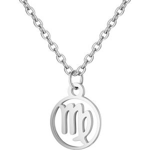 24/7 Jewelry Collection Maagd Ketting - Cirkel - Sterrenbeeld - Horoscoop - Zilverkleurig