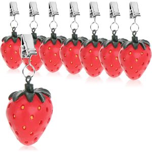 COM-FOUR® 8x tafelkleedgewichten - weerbestendige tafelkleedgewichten met clip - tafelkleedclip in aardbei-design - ca. 40 g (8 stuks - aardbei - 40 g)