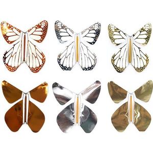 Magic Butterfly ® - Opdraai Vlinder - Magische Vlinders - Vlinder voor in een kaart - Metal Assortiment 6 stuks