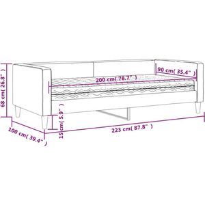 vidaXL Slaapbank - 90x200 cm - Met matras - Zwart Slaapbank - Sofa Bed - Tweepersoonsbed - Comfortabele Stoffen - Zwarte Meubels