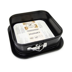 Meyerhoff Bakery vierkante springvorm/bakvorm met opstaande rand 24 x 24 x 8,5 cm zwart - Met non stick coating