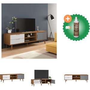 vidaXL Tv-meubel MOLDE 158x40x49 cm massief grenenhout bruin - Kast - Inclusief Houtreiniger en verfrisser