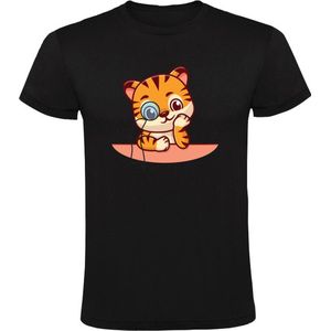 Tijger T-shirt Heren | tijger | bril | schattig | professor | slim | nadenken | lief