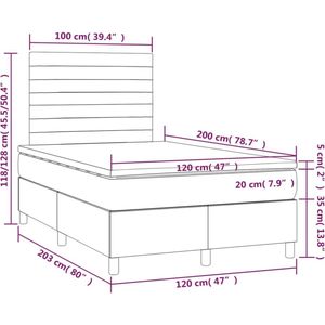 vidaXL Boxspring met matras stof lichtgrijs 120x200 cm