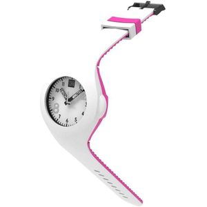 TOO LATE - siliconen horloge - MASH UP BICOLOR - Ø 40 mm - WHITE ACD PINK