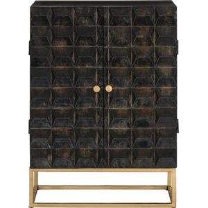 vidaXL - Dressoir - 55x34x75 - cm - massief - mangohout - en - ijzer - zwart
