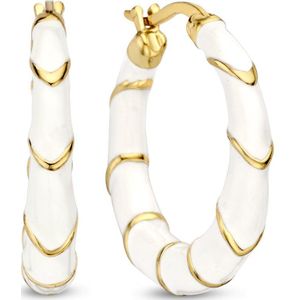 CO88 Collection Oorbellen Dames - Oorringen - Emaille - Wit - Ø24mm - Goudkleurig - 8CE-70541