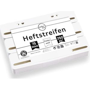 perfect line - 75 kartonnen nietjesstroken, gerecycled karton, 250 g/m², kleur wit, Made in Germany, Blauwe Engel gecertificeerd