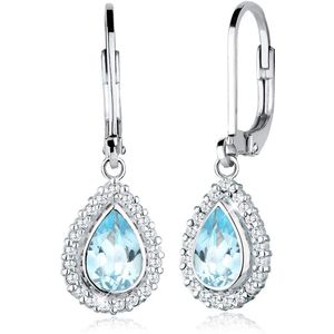Elli Dames Oorbellen Dames Drop Feestelijk Elegant met Cubic Zirconia Kristallen en Topaas Edelsteen Blauw in 925 Sterling Zilver