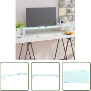 The Living Store TV-meubel/monitorverhoger 100x30x13 cm glas groen - TV-meubel - Tv Stand - Glas Meubilair - Groen Meubilair - Salontafel