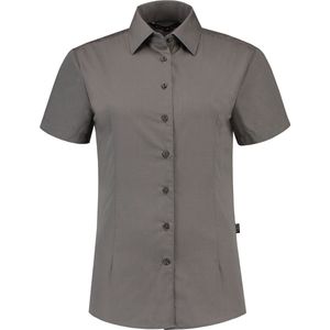 L&S Shirt poplin mix met korte mouwen voor dames pearl grey - S