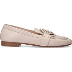 Manfield - Dames - Witte leren loafers met goudkleurig detail - Maat 39