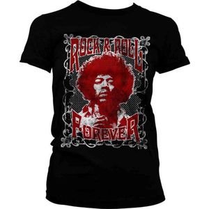 Jimi Hendrix Dames Tshirt -S- Rock 'n Roll Forever Zwart