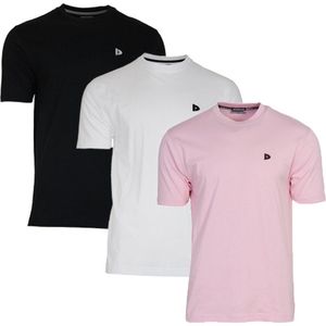 3-Pack Donnay - T-shirt (Vince) - Sportshirt - Heren - Black/White/Shadow pink (561) - maat XL