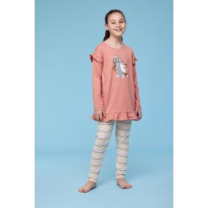 Woody pyjama meisjes/dames - oudroze - haas - 232-10-TUL-S/443 - maat 164