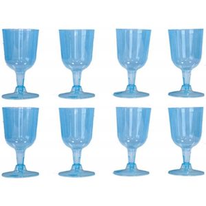 Excellent Houseware Wijnglazen - 8x - blauw - kunststof - 160ml - herbruikbaar wijnglas