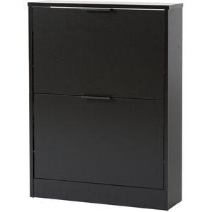 ACAZA Schoenenkast - Schoenenrek - Schoenenkast Met Deuren - 58.5 x 17 x 77.5 cm - Zwart