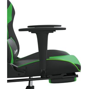 vidaXL - Massage - gamestoel - met - voetensteun - kunstleer - zwart - en - groen
