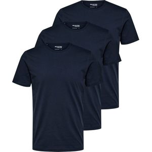 Selected Homme Heren T-Shirt SLHAXEL - 3er Pack regular fit Blauw M Ronde Hals Volwassenen