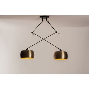 Lumidora Hanglamp 31181 - AMBER - 2 Lichts - E27 - Zwart - Goud - Messing - Metaal - ⌀ 32 cm
