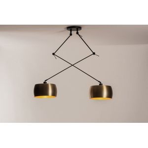 Lumidora Hanglamp 31181 - AMBER - 2 Lichts - E27 - Zwart - Goud - Messing (kleur) - Metaal - ⌀ 32 cm