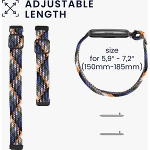 kwmobile nylon bandje voor smartwatch - geschikt voor Huawei Band 7 - 15 - 18,5 cm - Polsbandje in donkerblauw / geel / grijs