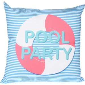Sierkussen - Pool Party - Blauw En Roze - 45 Cm X 45 Cm